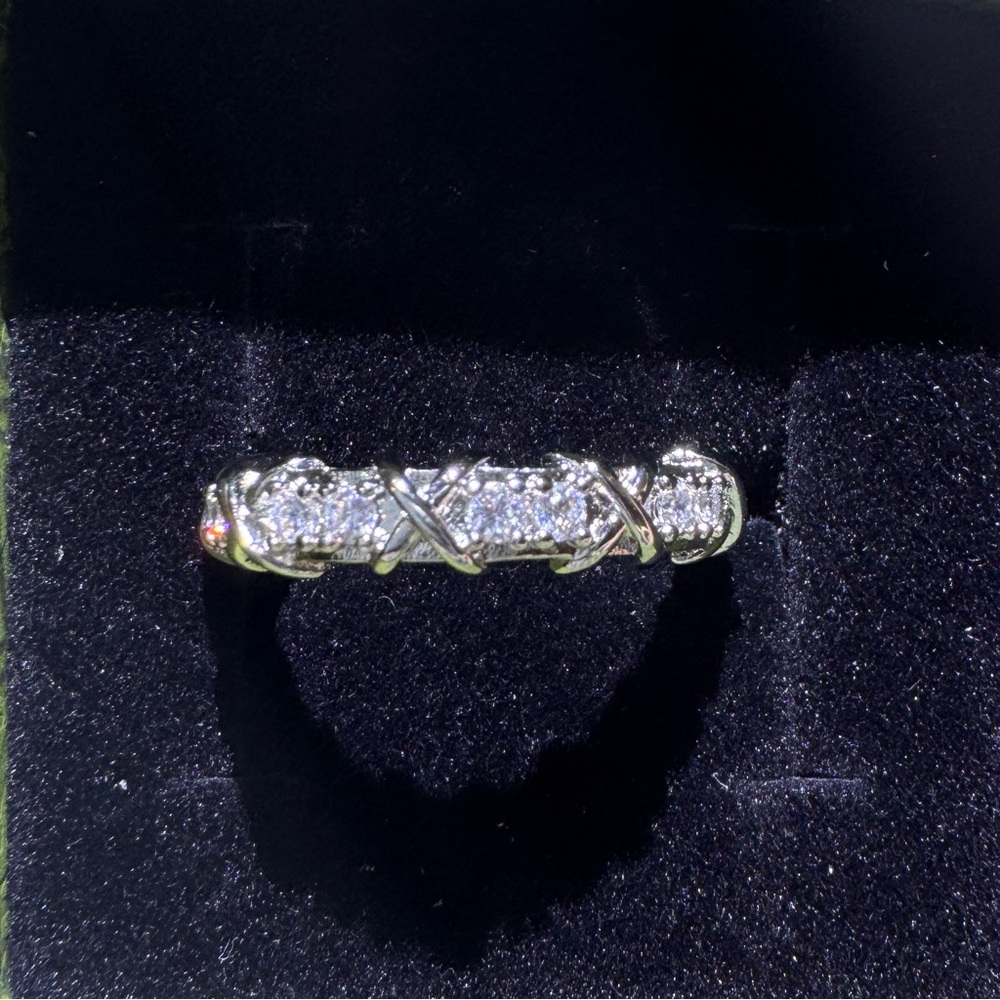 Silver and Zircon Accent Ring